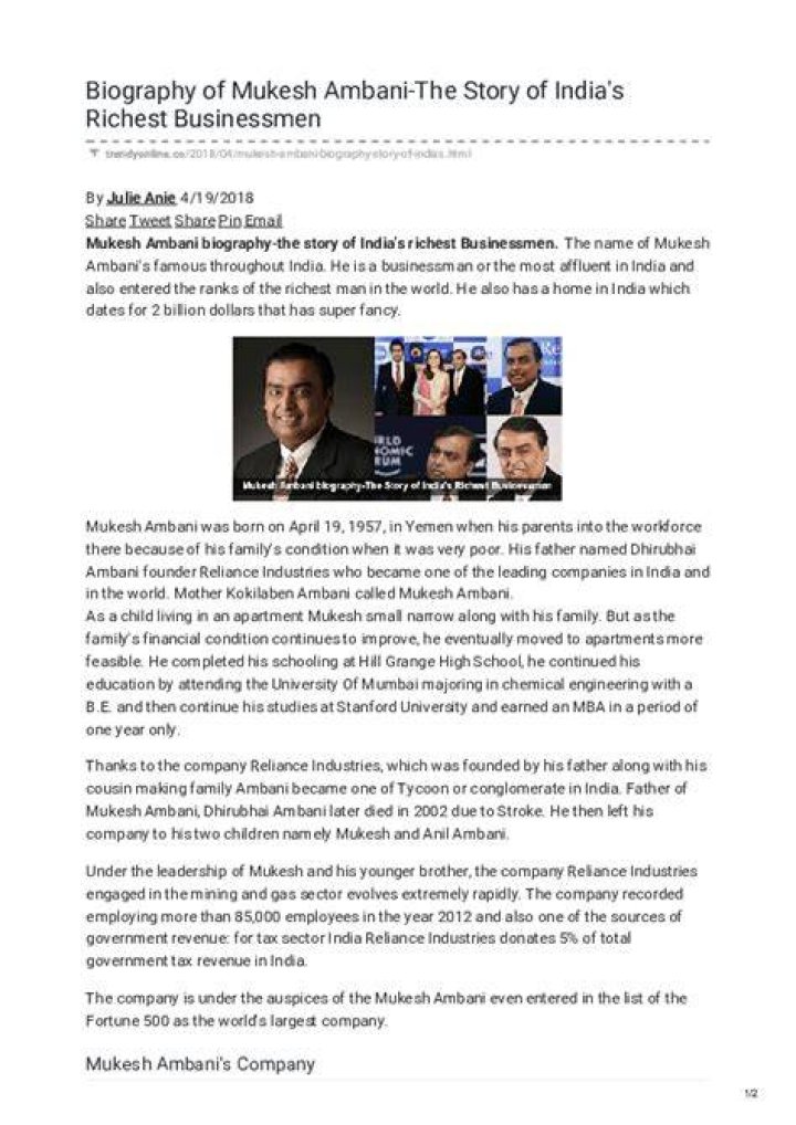 AUTOBIOGRAPHY OF MUKESH AMBANI PDF