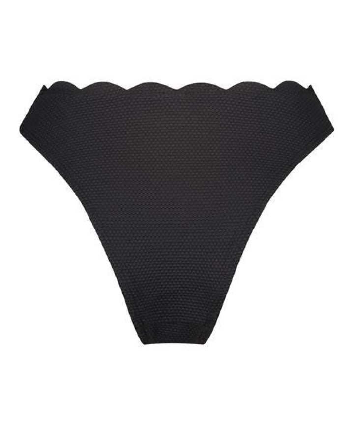 Black Scallop High Leg Bikini Bottom PrettyLittleThing
