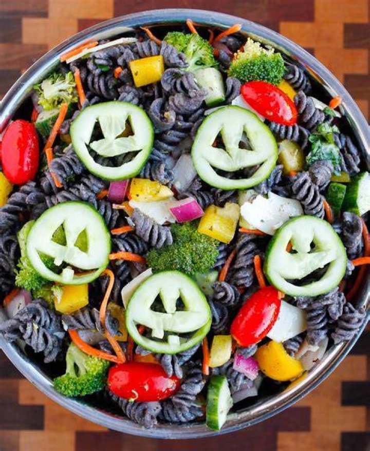 Healthy Halloween Pasta Salad Smile Sandwich