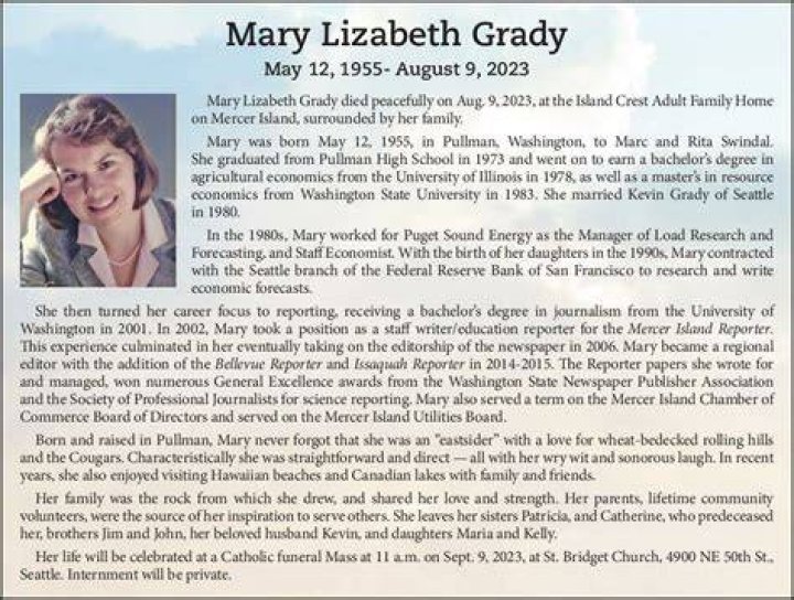 Mary Lizabeth Grady Obituary Mercer Island Reporter