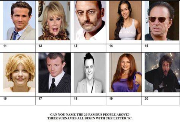 Picture Quiz 12 THEIR SURNAMES ALL BEGIN WITH THE LETTER &lsquo;R&rsquo;