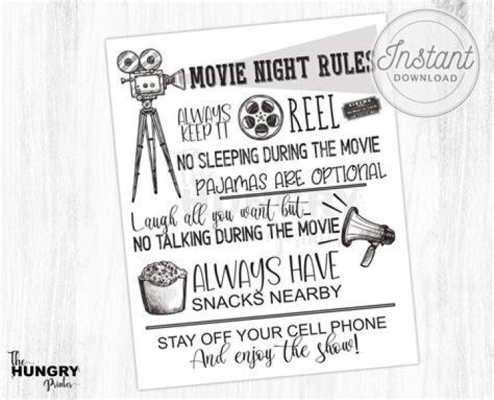 Theater Rules Sign Movie Night Rules Movie Theater Sign Etsy